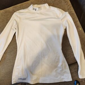 Under Armour Coldgear Off White Long Sleeve Fitted Shirt